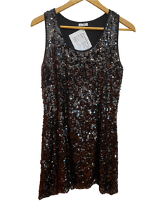 Black Sequin Dress with Ruching
