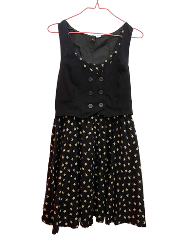 Star Print Dress with Built in Vest