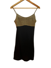 Load image into Gallery viewer, Black dress with gold across the top