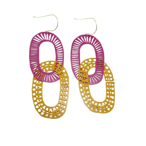 Denz: Interlocking Ovals - Mustard + Pink