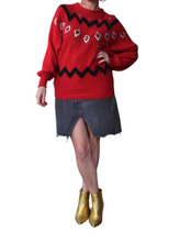 Load image into Gallery viewer, Red and Black Beaded Jumper