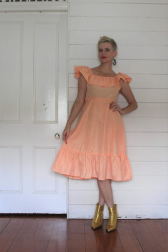 Orange Summer Dress with White Polka Dots