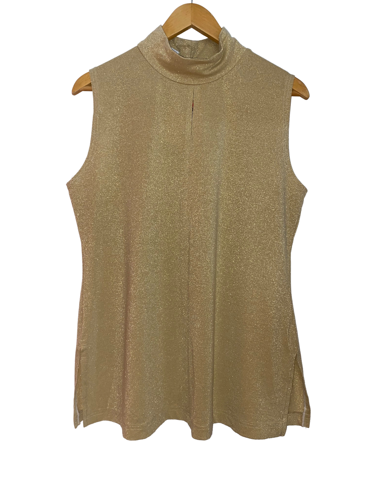 Sleeveless light gold turtleneck hustleandflo