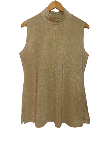 Sleeveless light gold turtleneck