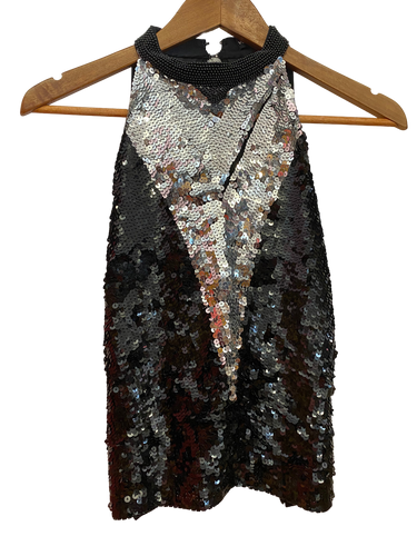 Black and Silver Sequin Halter Top