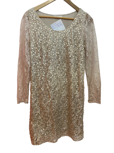 Cream Lace Dress with Sequins